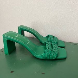 Zara green heels mules